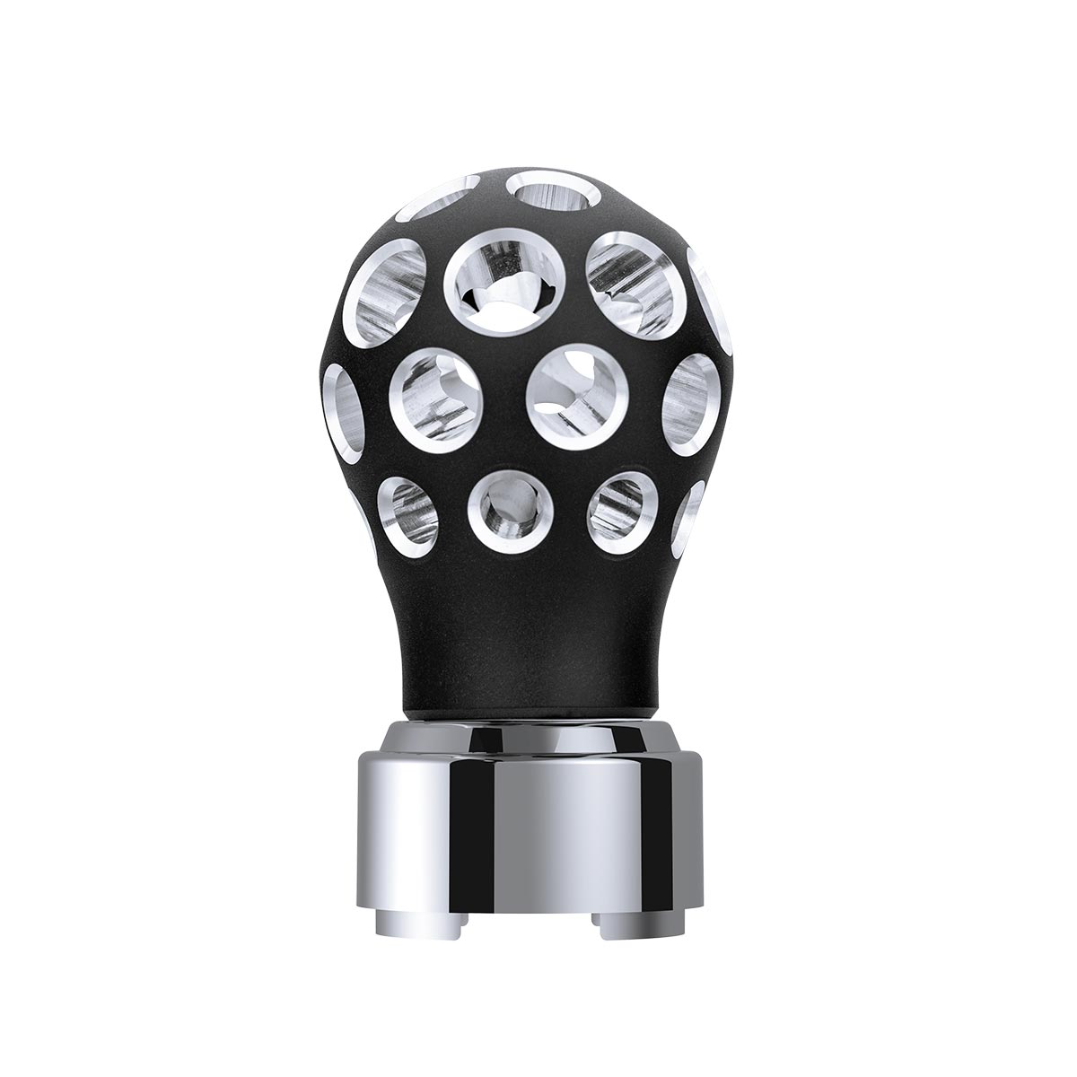 Thread-On Matte Black Phoenix Style Ball Gearshift Knob With LED 9/10 Speed Adapter-White LED - Thumbnail 2