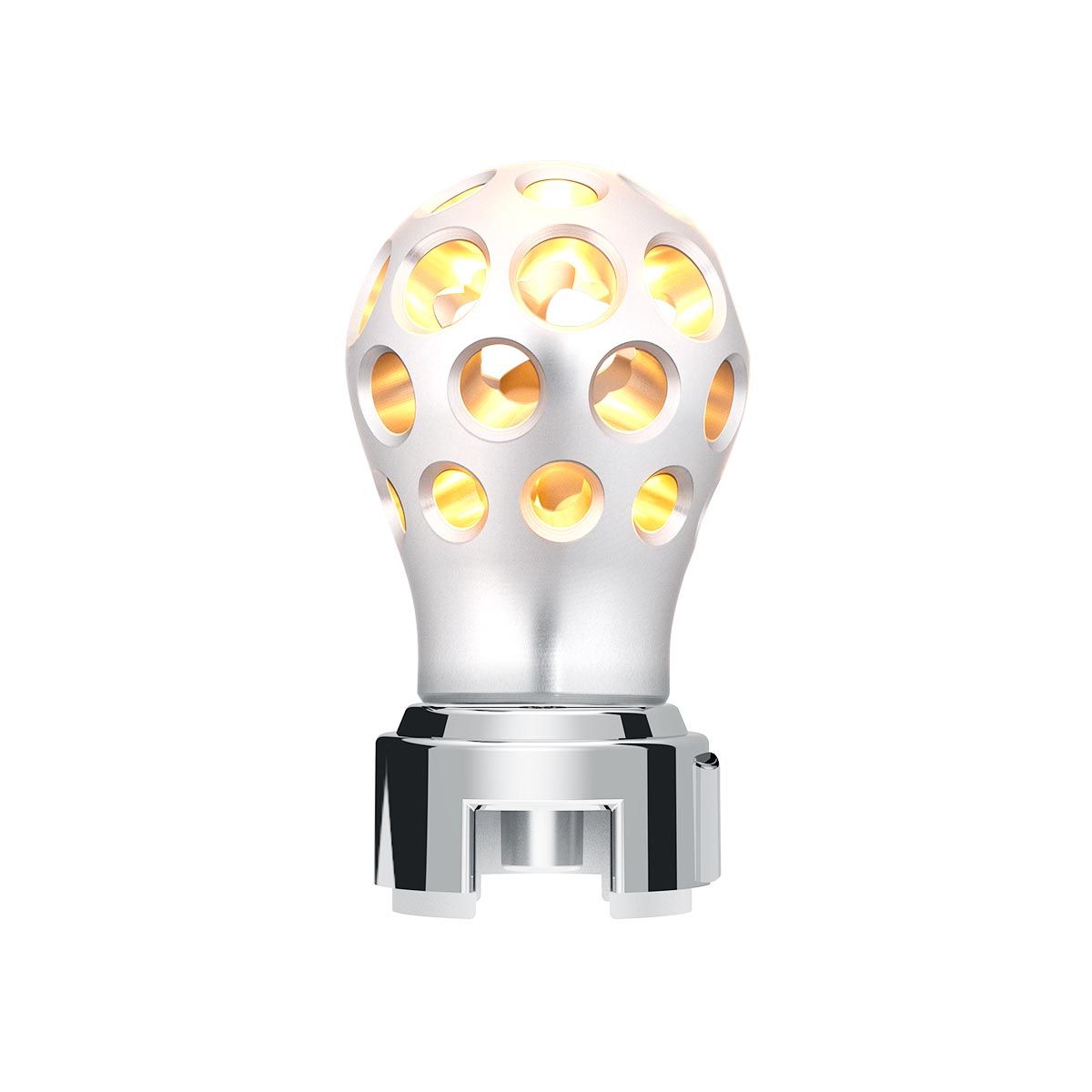 Thread-On Annodized Phoenix Style Ball Gearshift Knob With LED 13/15/18 Speed Adapter-Amber LED