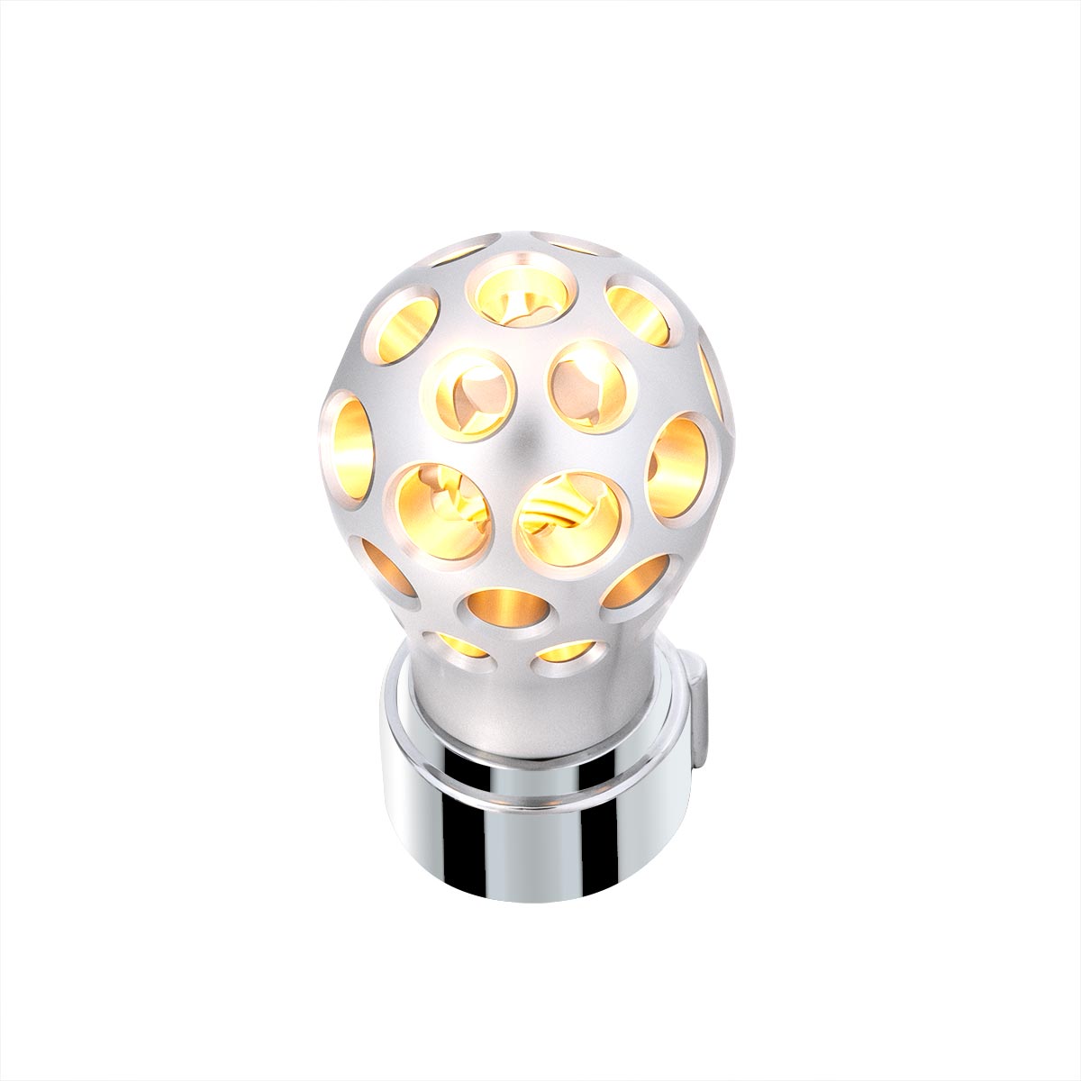 Thread-On Annodized Phoenix Style Ball Gearshift Knob With LED 13/15/18 Speed Adapter-Amber LED - Thumbnail 3