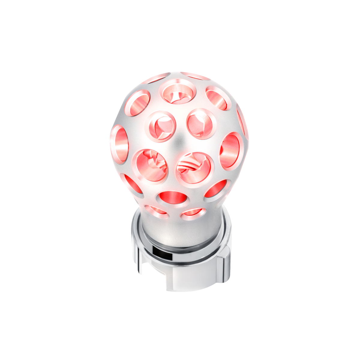 Thread-On Annodized Phoenix Style Ball Gearshift Knob With LED 13/15/18 Speed Adapter-Red LED - Thumbnail 2
