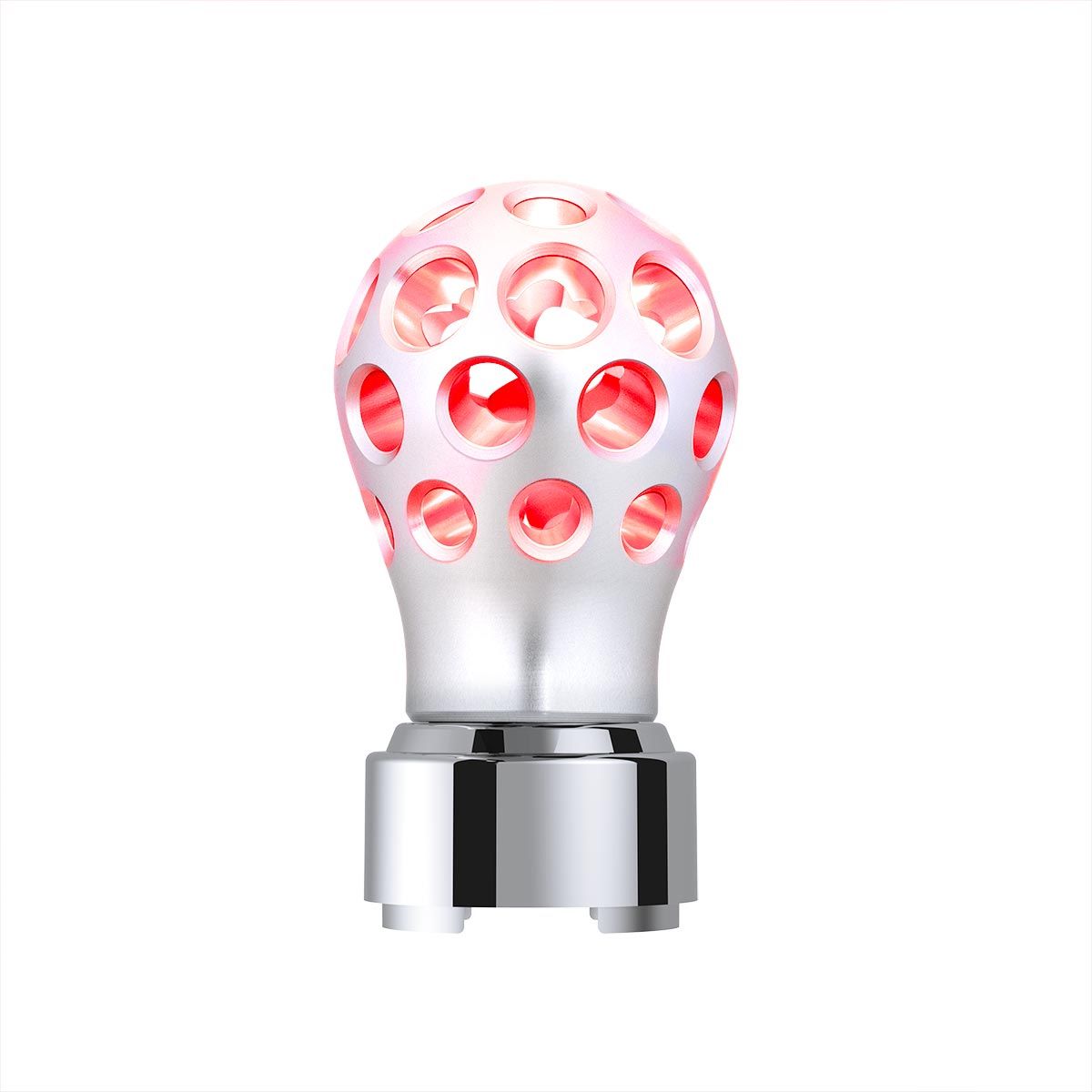 Thread-On Annodized Phoenix Style Ball Gearshift Knob With LED 9/10 Speed Adapter-Red LED