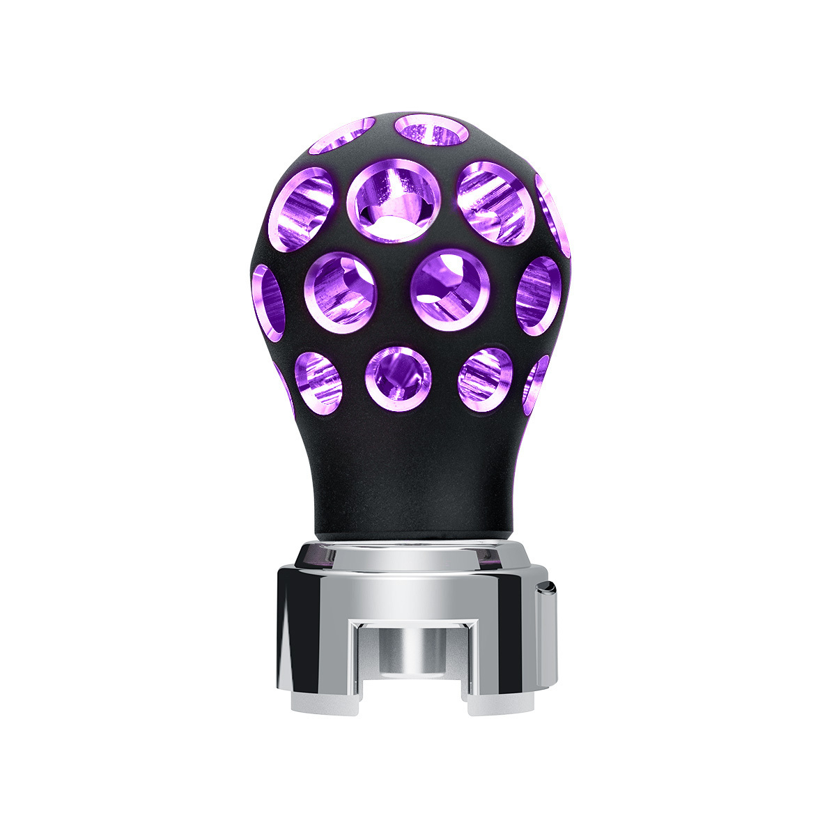 Thread-On Matte Black Phoenix Style Ball Gearshift Knob With LED 13/15/18 Speed Adapter-Purple LED - Thumbnail 12
