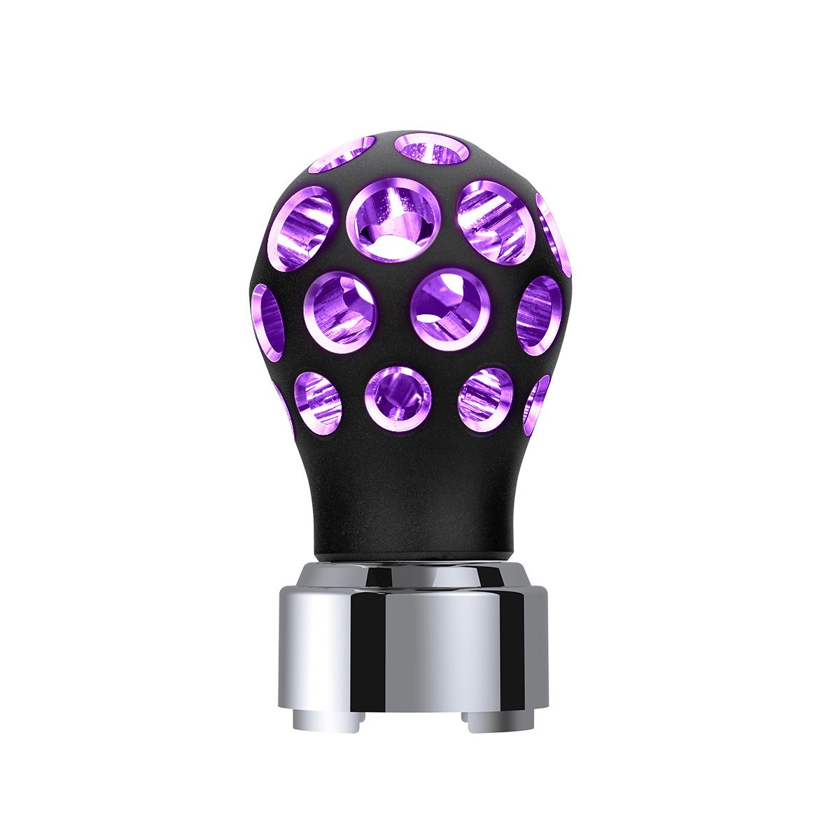 Thread-On Matte Black Phoenix Style Ball Gearshift Knob With LED 9/10 Speed Adapter-Purple LED