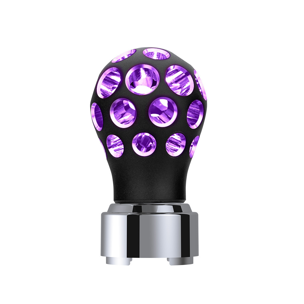 Thread-On Matte Black Phoenix Style Ball Gearshift Knob With LED 9/10 Speed Adapter-Purple LED - Thumbnail 12
