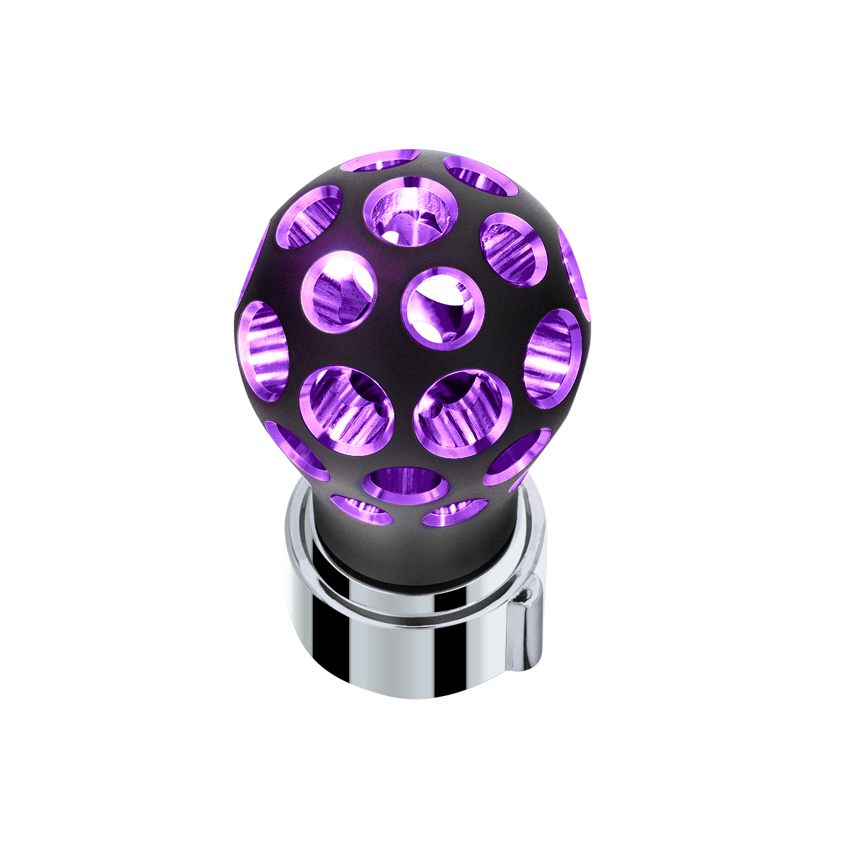 Thread-On Matte Black Phoenix Style Ball Gearshift Knob With LED 9/10 Speed Adapter-Purple LED - Thumbnail 3