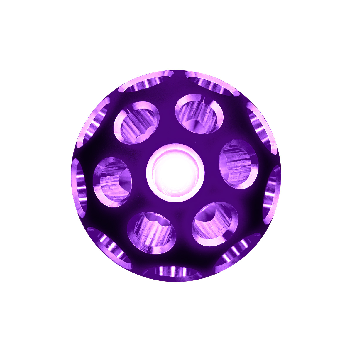 Thread-On Matte Black Phoenix Style Ball Gearshift Knob With LED 9/10 Speed Adapter-Purple LED - Thumbnail 5