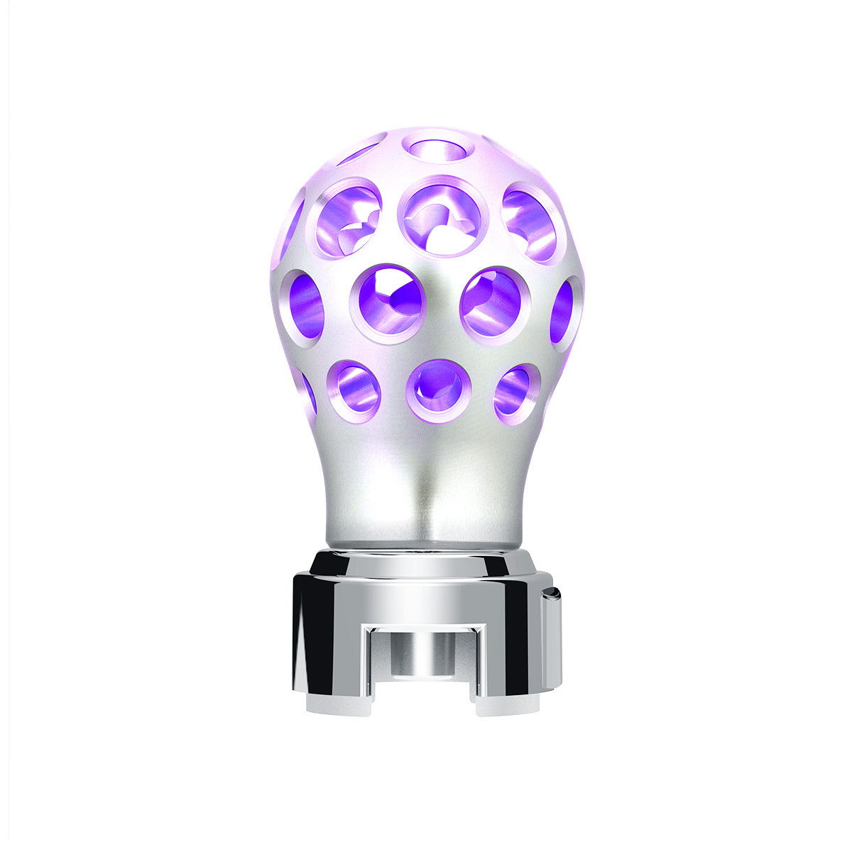 Thread-On Annodized Phoenix Style Ball Gearshift Knob With LED 13/15/18 Speed Adapter-Purple LED - Thumbnail 12