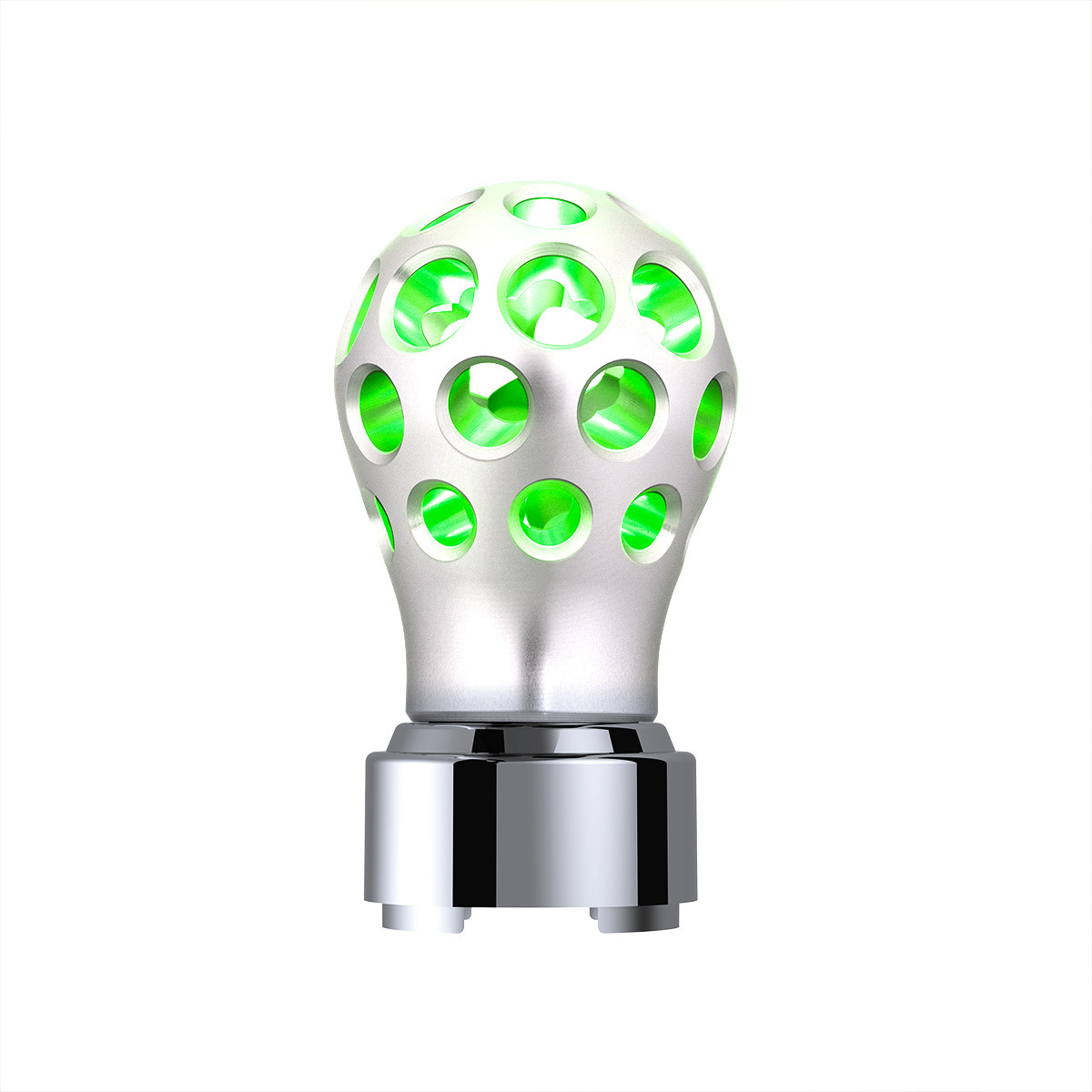 Thread-On Annodized Phoenix Style Ball Gearshift Knob With LED 9/10 Speed Adapter-Green LED - Thumbnail 12