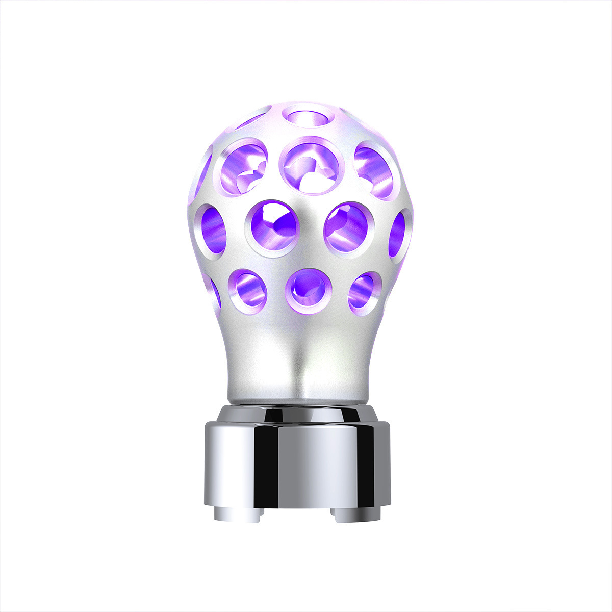 Thread-On Annodized Phoenix Style Ball Gearshift Knob With LED 9/10 Speed Adapter-Purple LED - Thumbnail 12