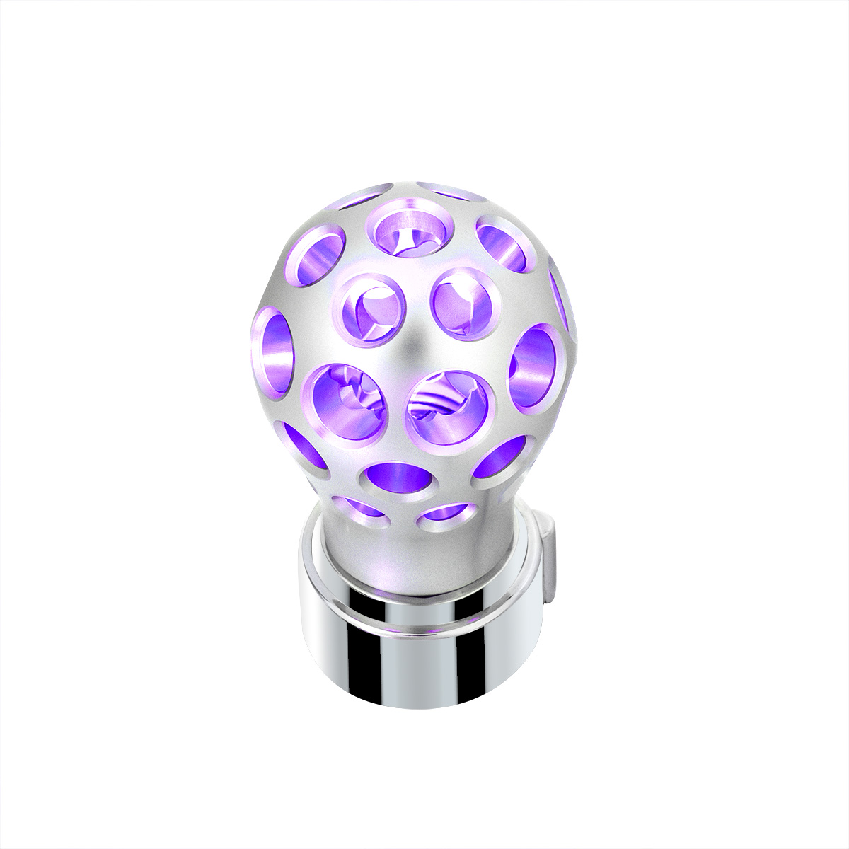 Thread-On Annodized Phoenix Style Ball Gearshift Knob With LED 9/10 Speed Adapter-Purple LED - Thumbnail 3