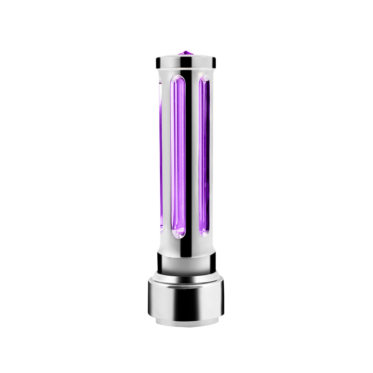 Thread-On Chrome Sonoma Style Gearshift Knob With LED 9/10 Speed Adapter-Purple Crystal/Purple LED - Thumbnail 5