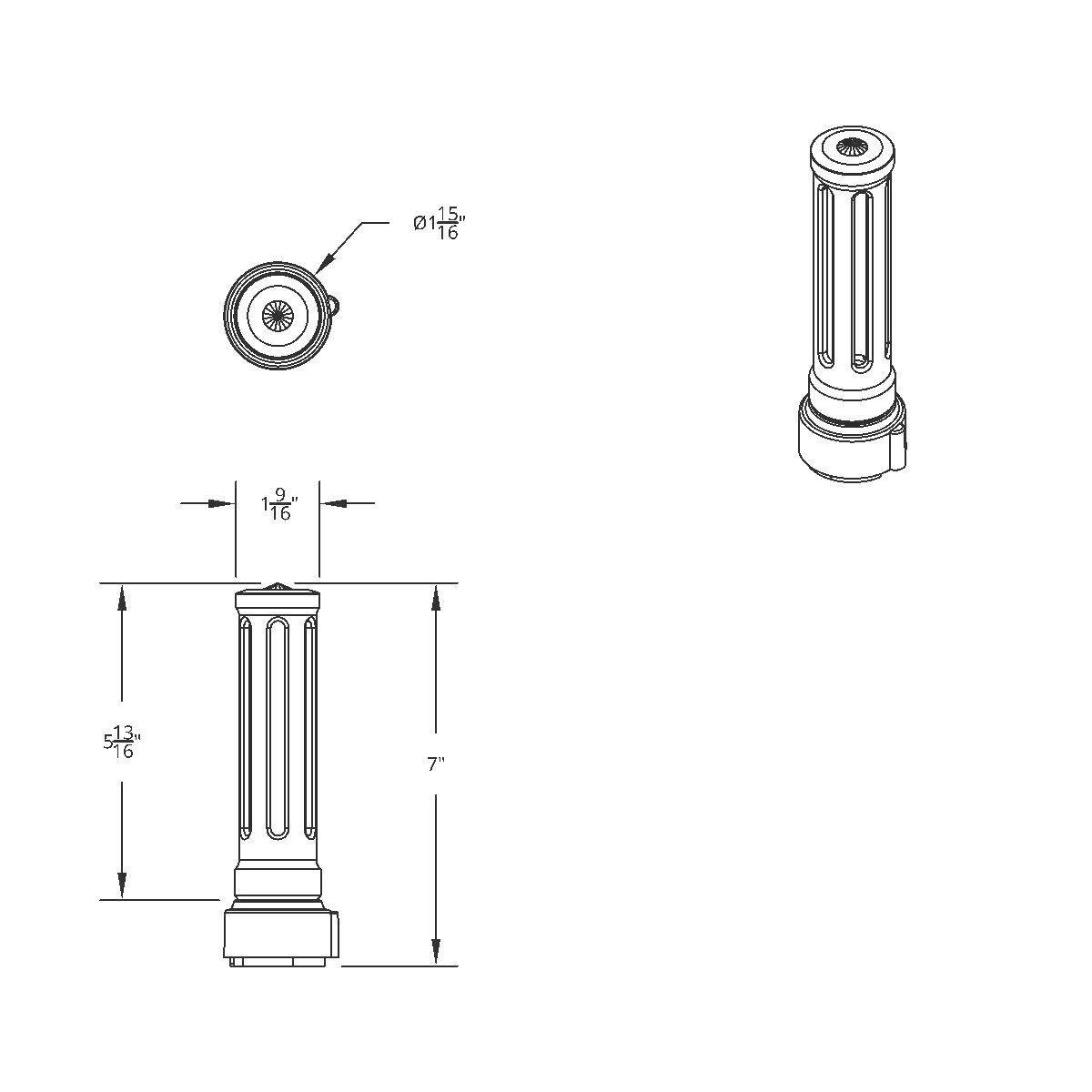 Thread-On Chrome Sonoma Style Gearshift Knob With LED 9/10 Speed Adapter-Red Crystal/Red LED - Thumbnail 9