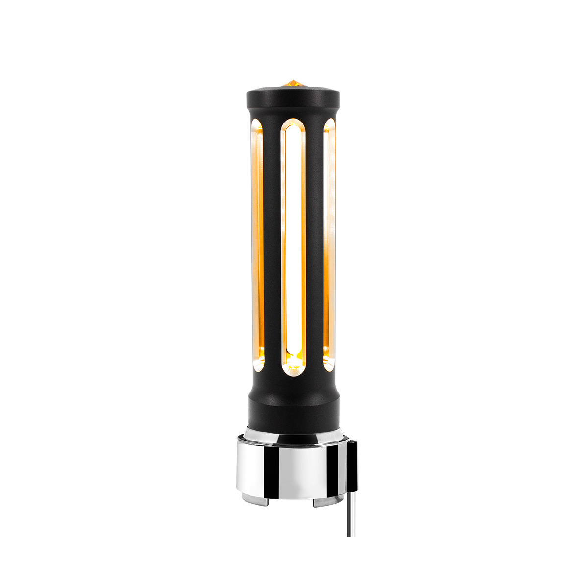 Thread-On Matte Black Sonoma Style Gearshift Knob With LED 9/10 Speed Adapter-Amber Crystal/Amber LED - Thumbnail 3