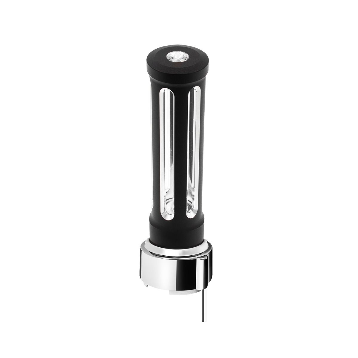 Thread-On Matte Black Sonoma Style Gearshift Knob With LED 9/10 Speed Adapter-Clear Crystal/White LED