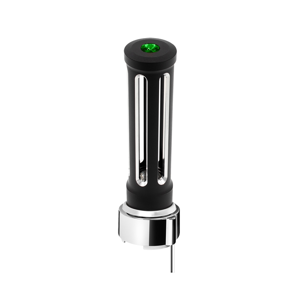 Thread-On Matte Black Sonoma Style Gearshift Knob With LED 9/10 Speed Adapter-Dark Green Crystal/Green LED - Thumbnail 2