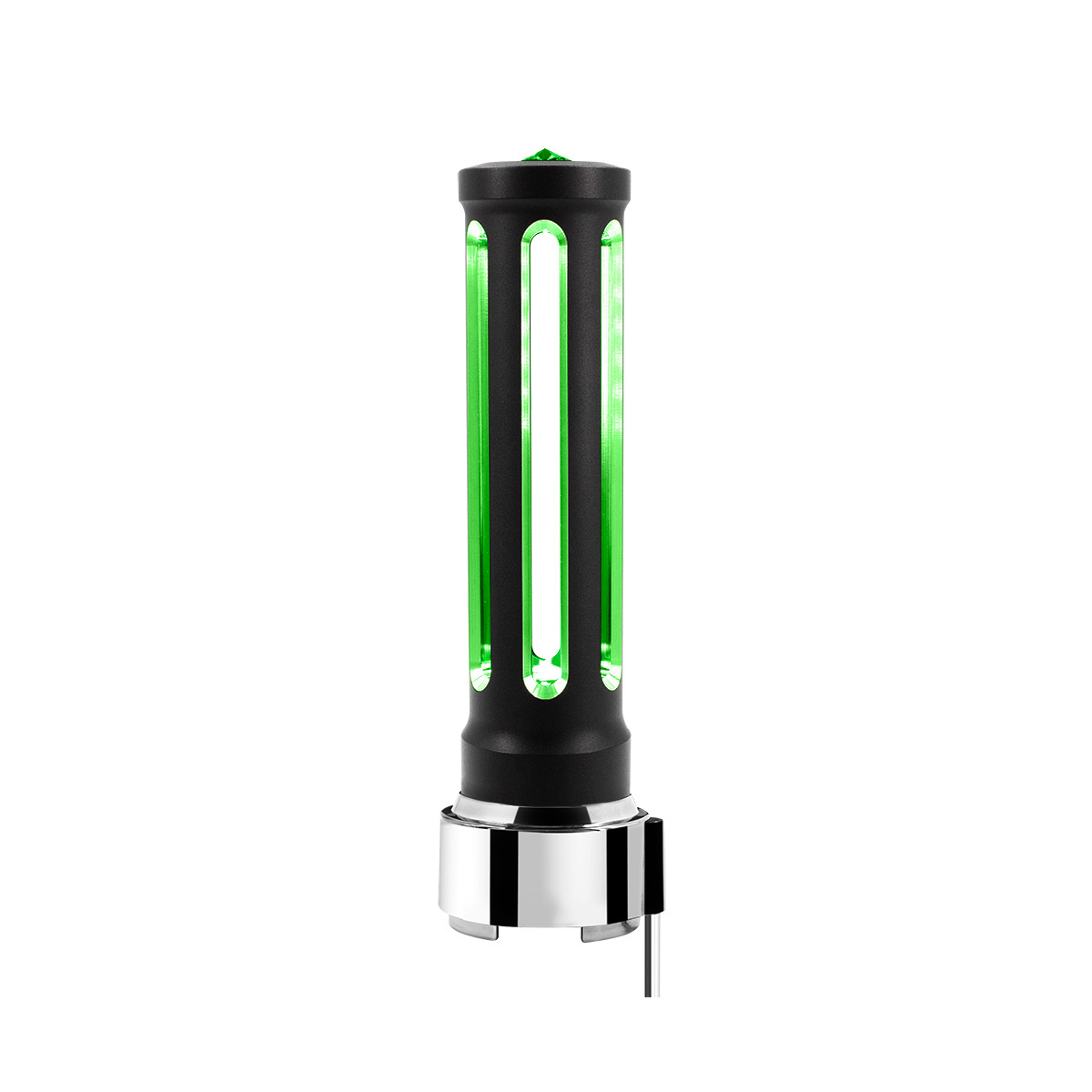 Thread-On Matte Black Sonoma Style Gearshift Knob With LED 9/10 Speed Adapter-Dark Green Crystal/Green LED - Thumbnail 3