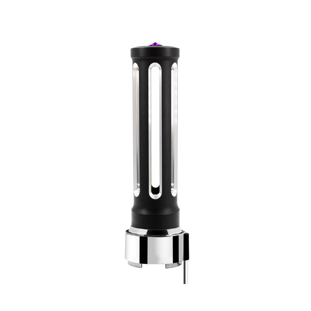 Thread-On Matte Black Sonoma Style Gearshift Knob With LED 9/10 Speed Adapter-Purple Crystal/Purple LED - Thumbnail 4