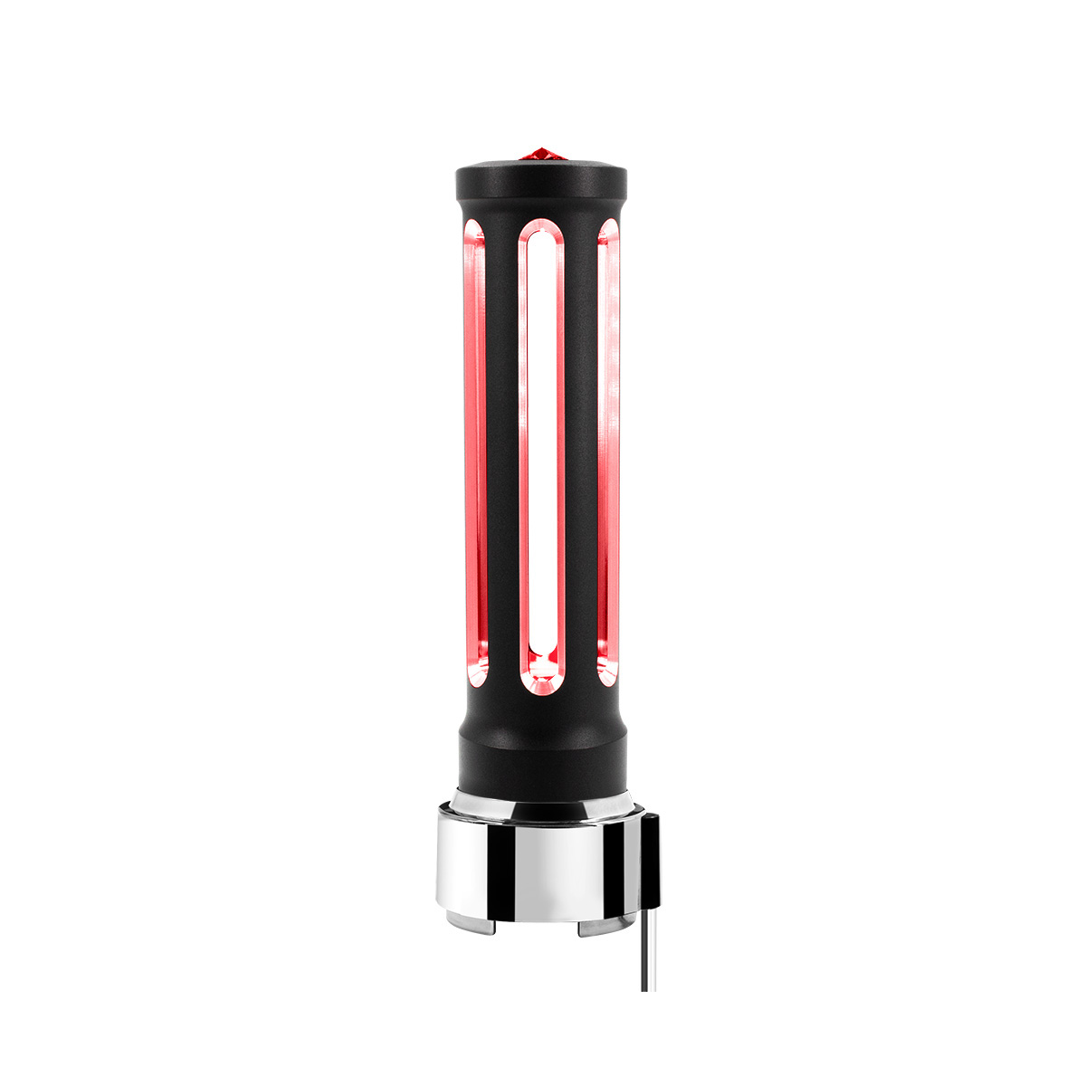 Thread-On Matte Black Sonoma Style Gearshift Knob With LED 9/10 Speed Adapter-Red Crystal/Red LED - Thumbnail 3
