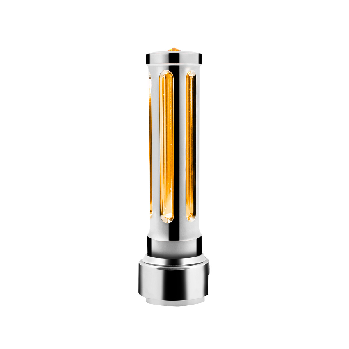 Thread-On Chrome Sonoma Style Gearshift Knob With LED 13/15/18 Speed Adapter-Amber Crystal/Amber LED - Thumbnail 5