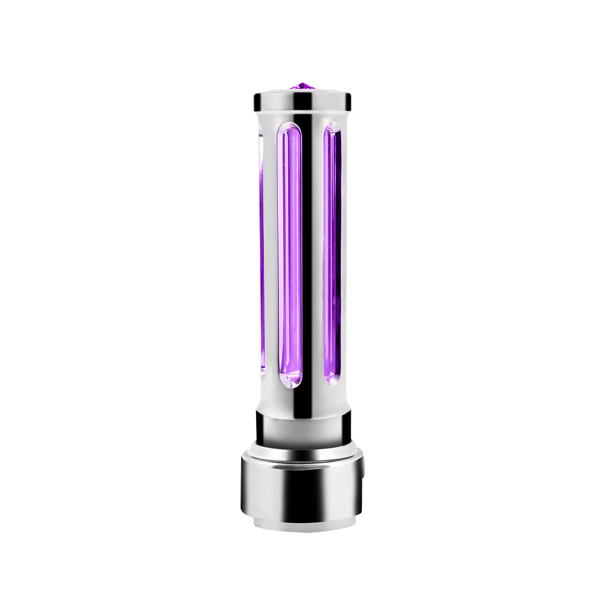 Thread-On Chrome Sonoma Style Gearshift Knob With LED 13/15/18 Speed Adapter-Purple Crystal/Purple LED - Thumbnail 5