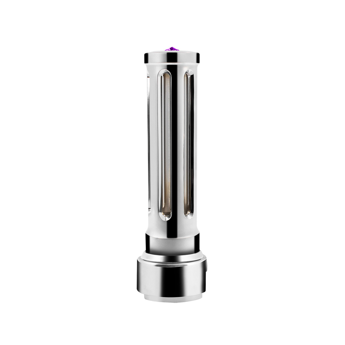 Thread-On Chrome Sonoma Style Gearshift Knob With LED 13/15/18 Speed Adapter-Purple Crystal/Purple LED - Thumbnail 6