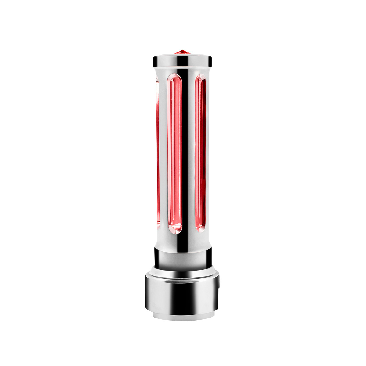 Thread-On Chrome Sonoma Style Gearshift Knob With LED 13/15/18 Speed Adapter-Red Crystal/Red LED - Thumbnail 5