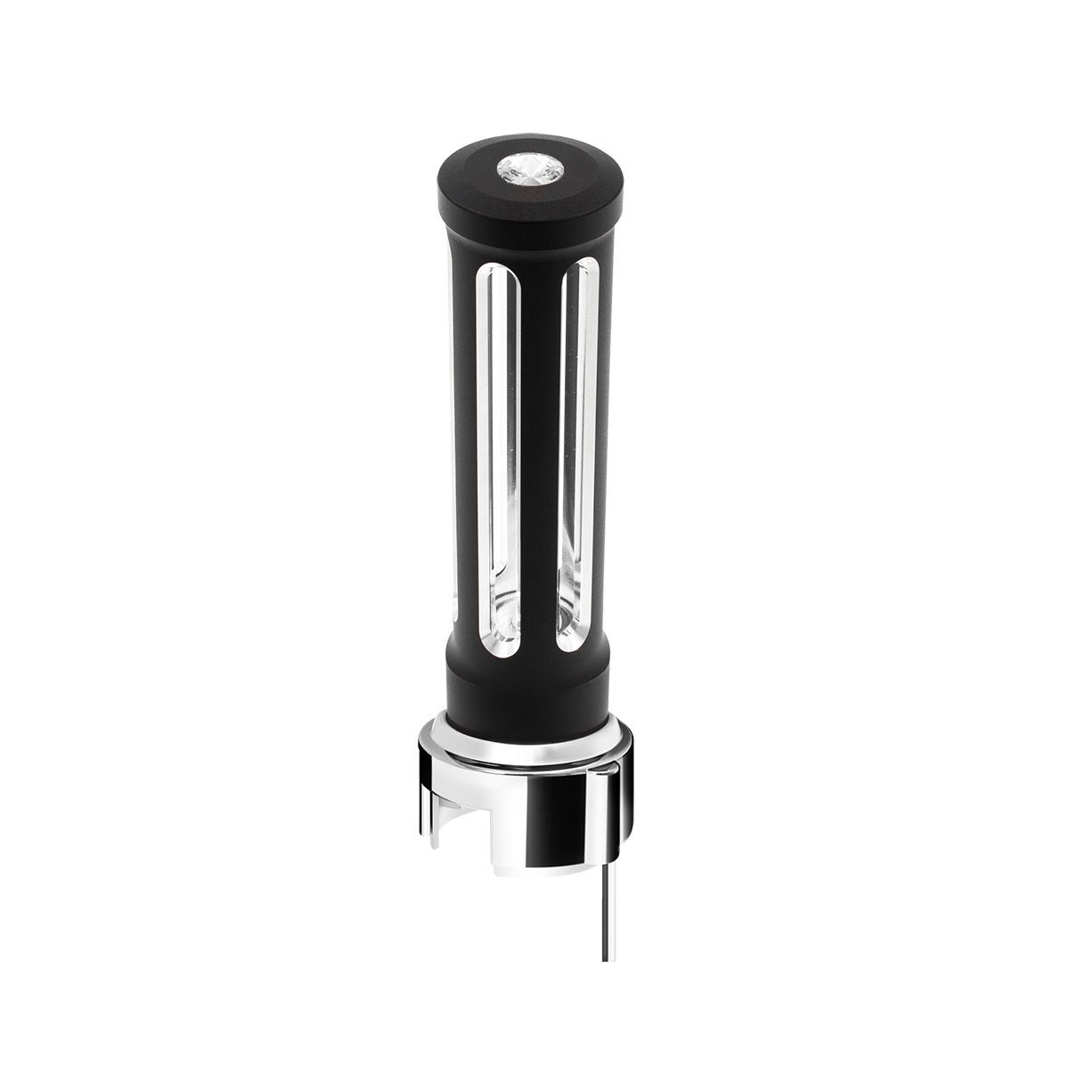Thread-On Matte Black Sonoma Style Gearshift Knob With LED 13/15/18 Speed Adapter-Clear Crystal/White LED