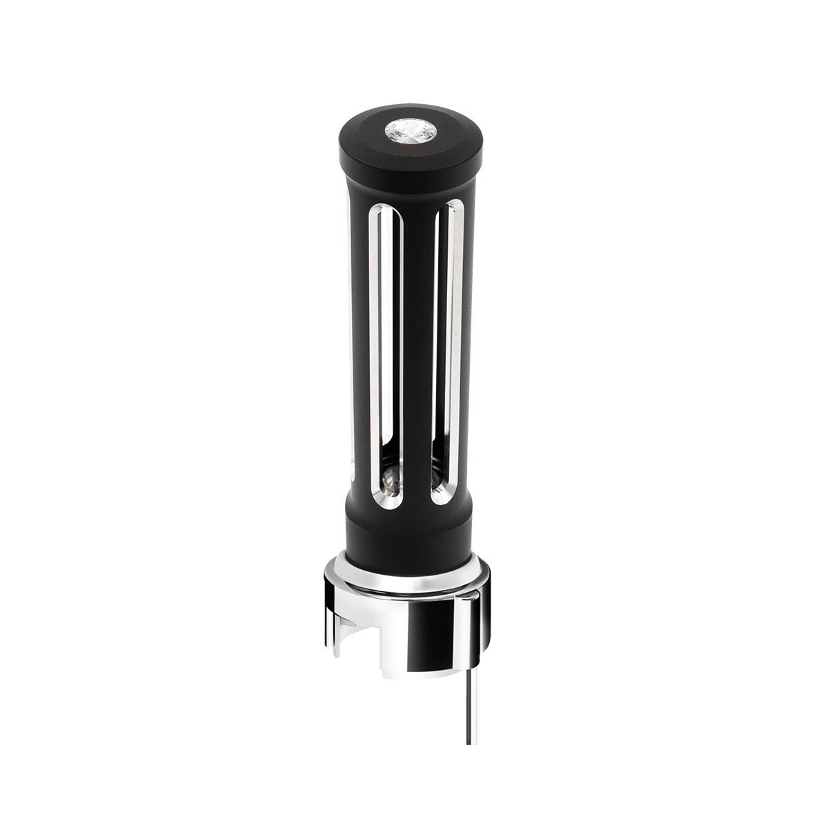Thread-On Matte Black Sonoma Style Gearshift Knob With LED 13/15/18 Speed Adapter-Clear Crystal/White LED - Thumbnail 2