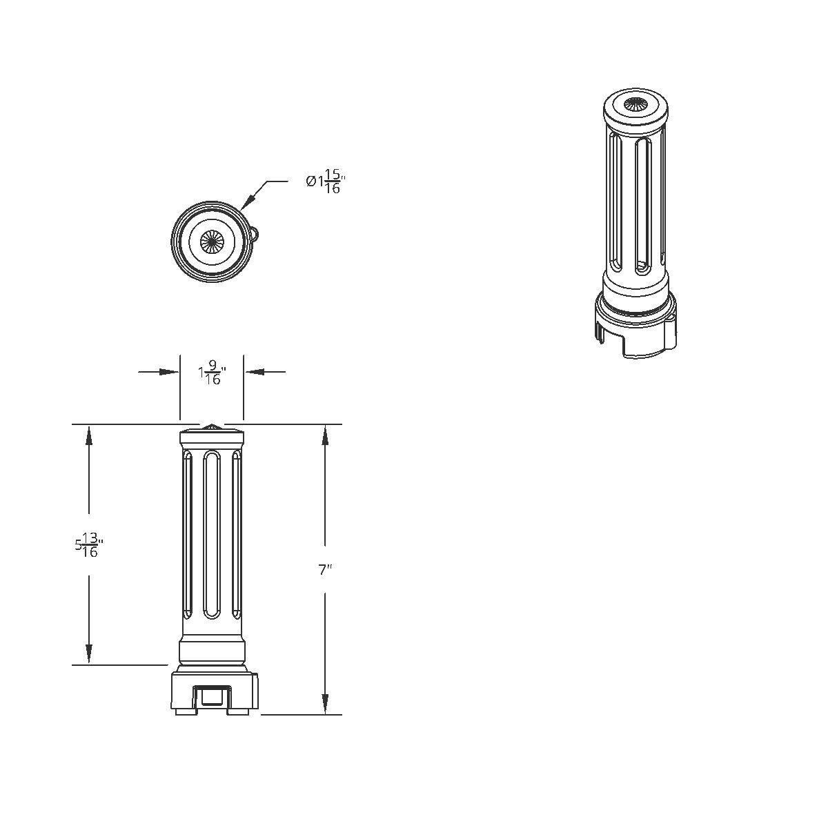 Thread-On Matte Black Sonoma Style Gearshift Knob With LED 13/15/18 Speed Adapter-Clear Crystal/White LED - Thumbnail 9
