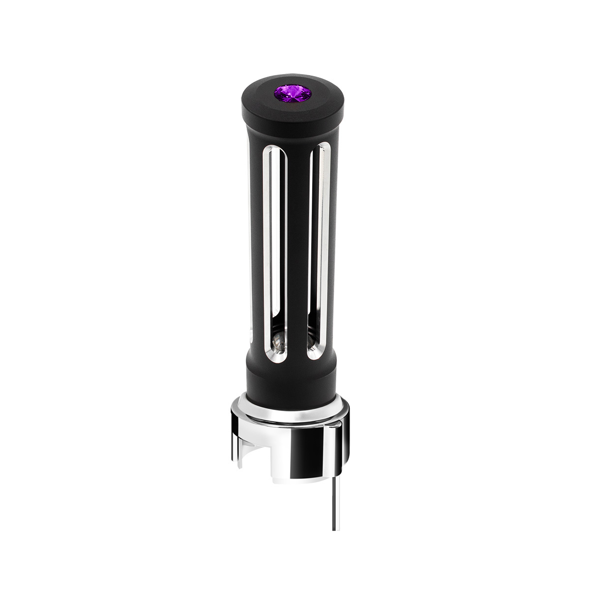 Thread-On Matte Black Sonoma Style Gearshift Knob With LED 13/15/18 Speed Adapter-Purple Crystal/Purple LED - Thumbnail 2