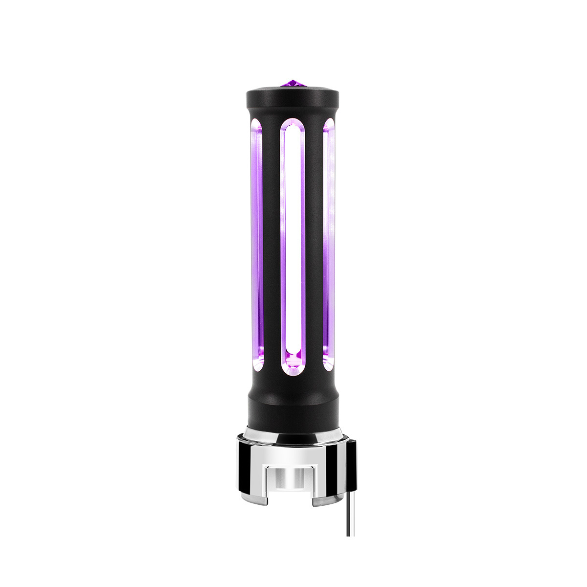 Thread-On Matte Black Sonoma Style Gearshift Knob With LED 13/15/18 Speed Adapter-Purple Crystal/Purple LED - Thumbnail 3