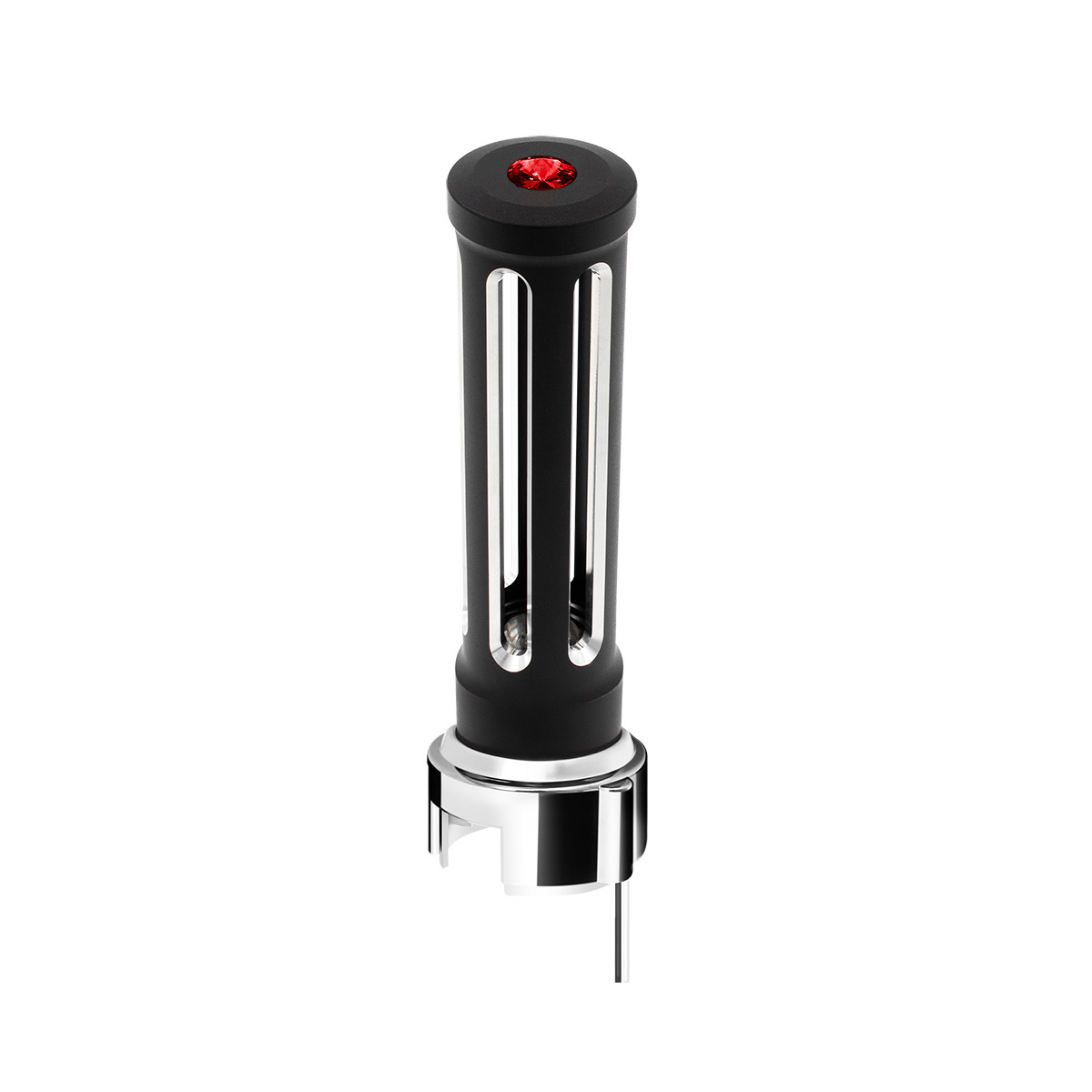 Thread-On Matte Black Sonoma Style Gearshift Knob With LED 13/15/18 Speed Adapter-Red Crystal/Red LED - Thumbnail 2