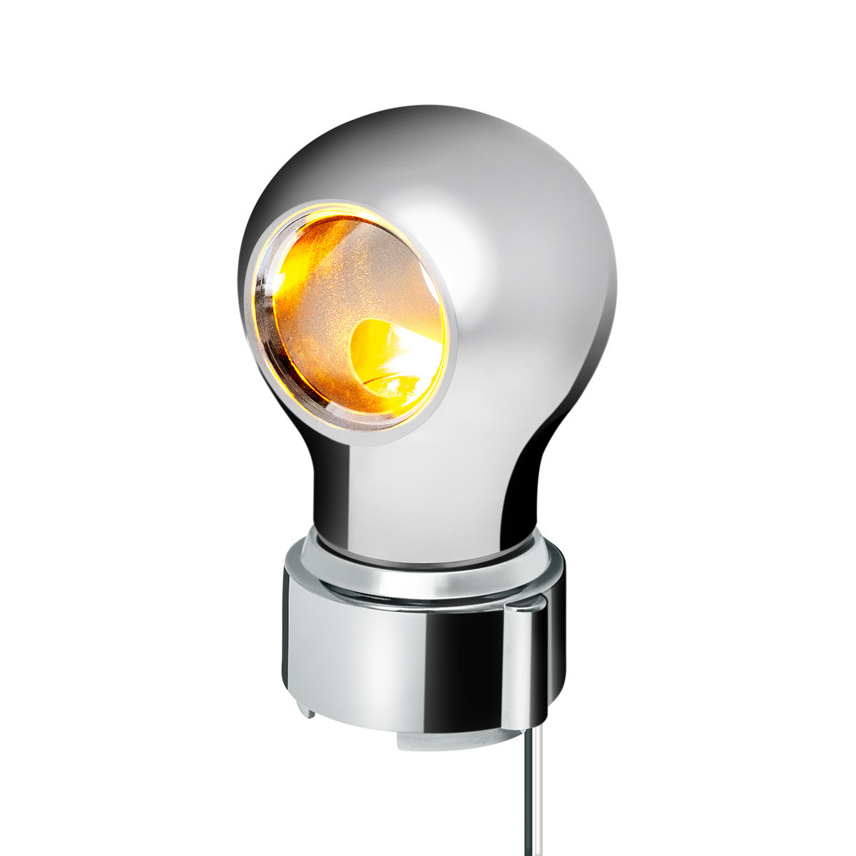 Thread-On Chrome Charlotte Style Gearshift Knob With LED 9/10 Speed Adapter-Amber LED - Thumbnail 9