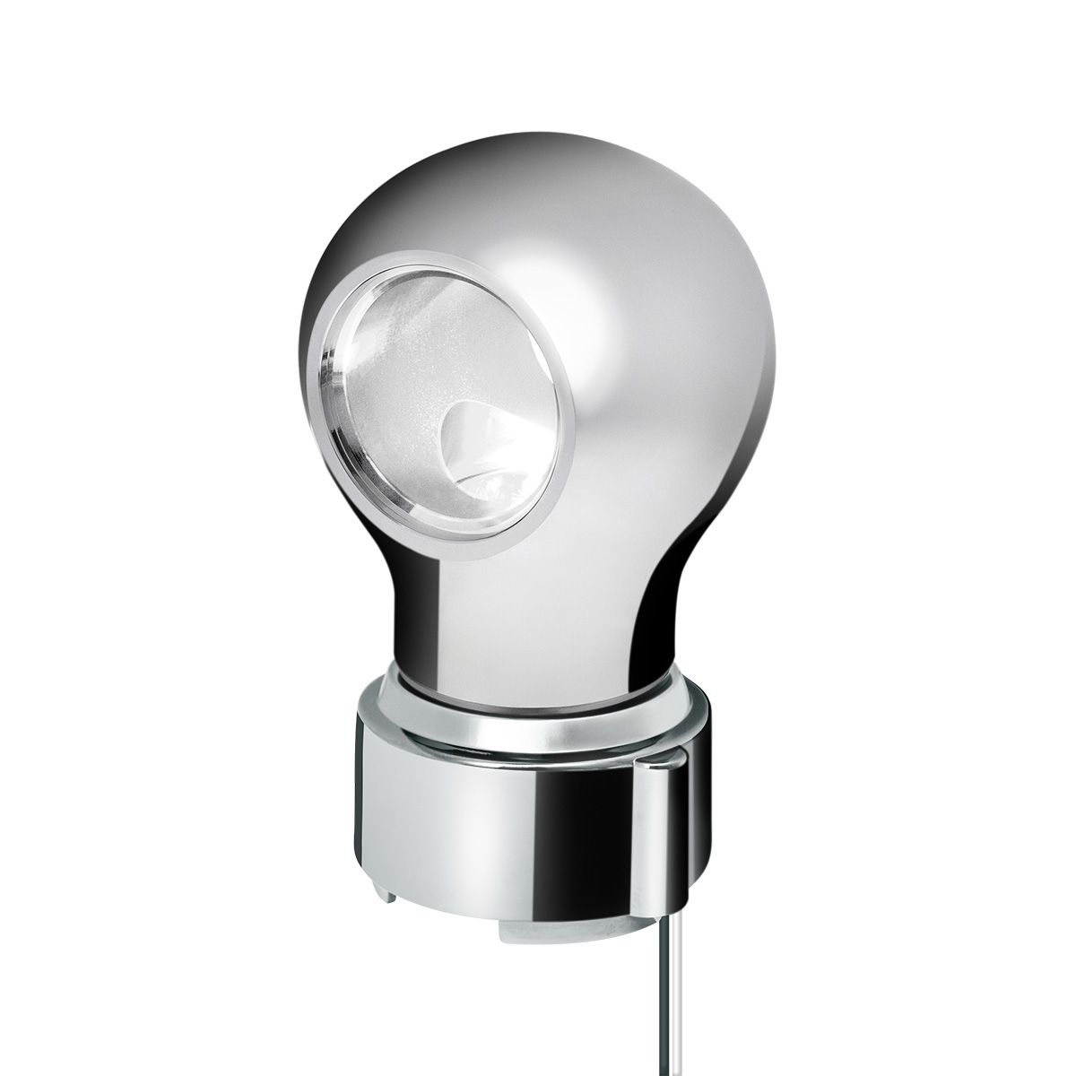 Thread-On Chrome Charlotte Style Gearshift Knob With LED 9/10 Speed Adapter-White LED