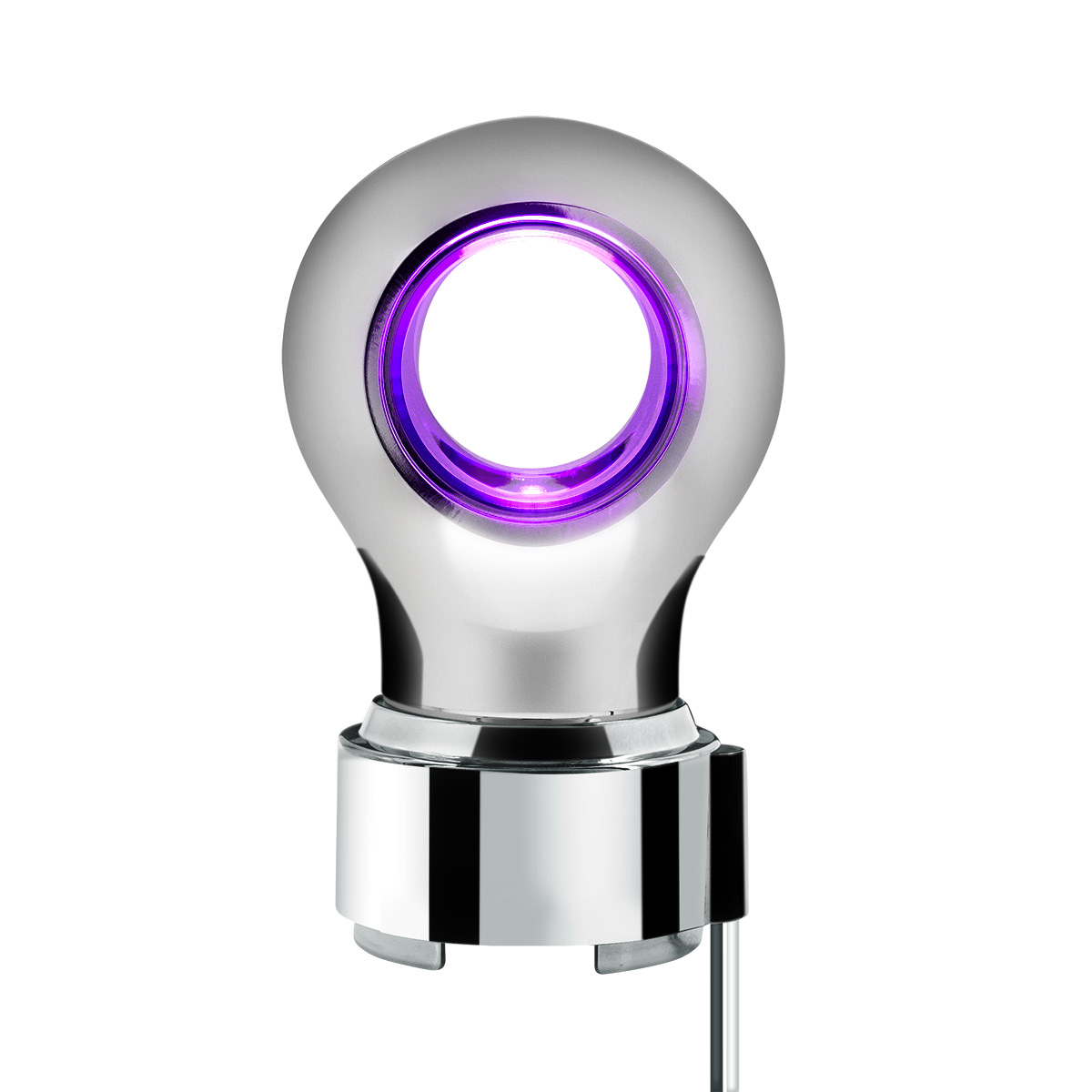 Thread-On Chrome Charlotte Style Gearshift Knob With LED 9/10 Speed Adapter-Purple LED - Thumbnail 3