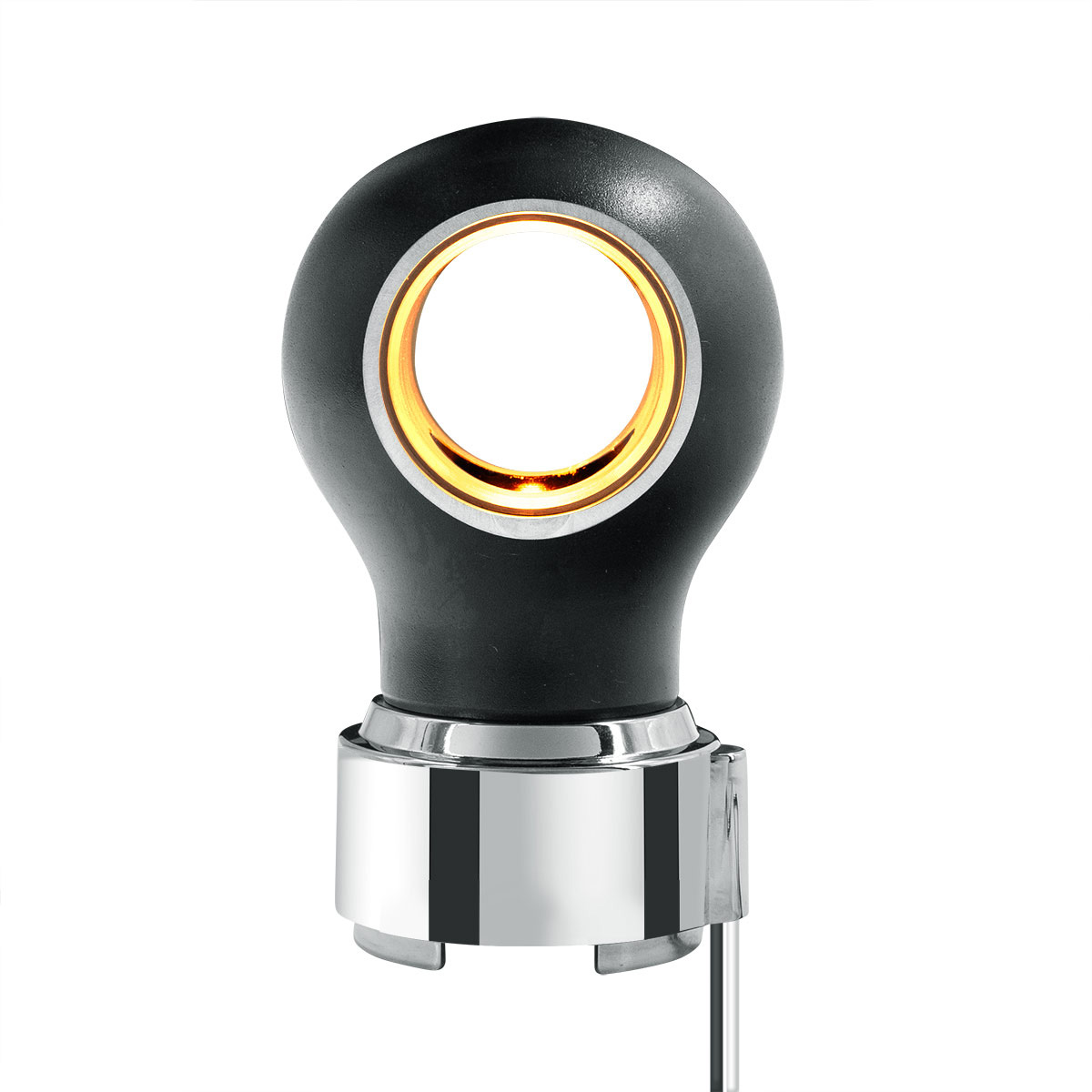 Thread-On Matte Black Charlotte Style Gearshift Knob With LED 9/10 Speed Adapter-Amber LED - Thumbnail 3