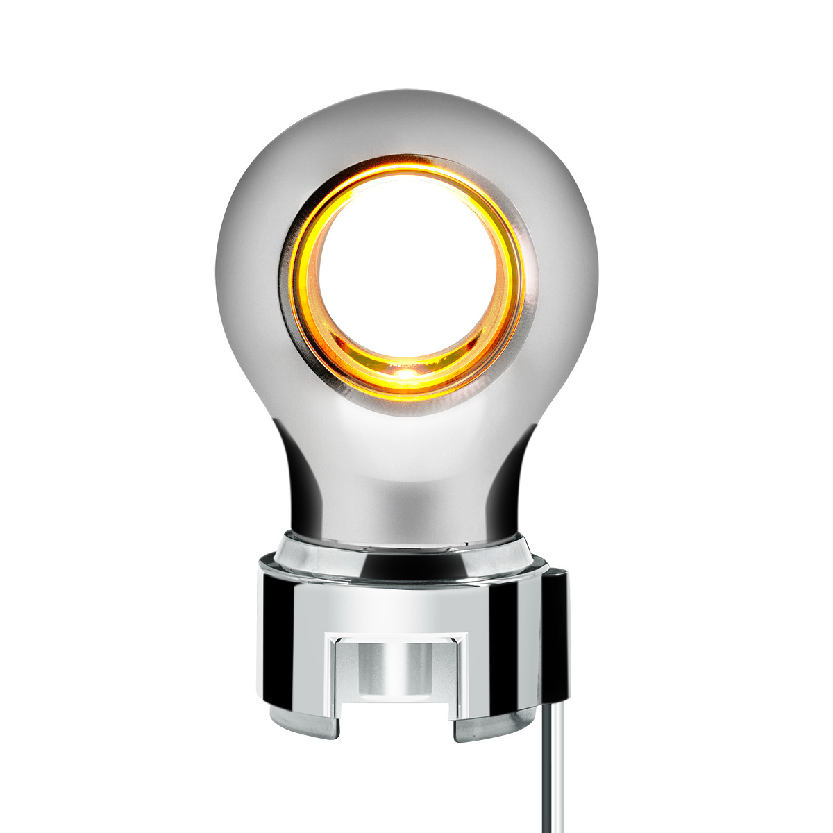 Thread-On Chrome Charlotte Style Gearshift Knob With LED 13/15/18 Speed Adapter-Amber LED - Thumbnail 3