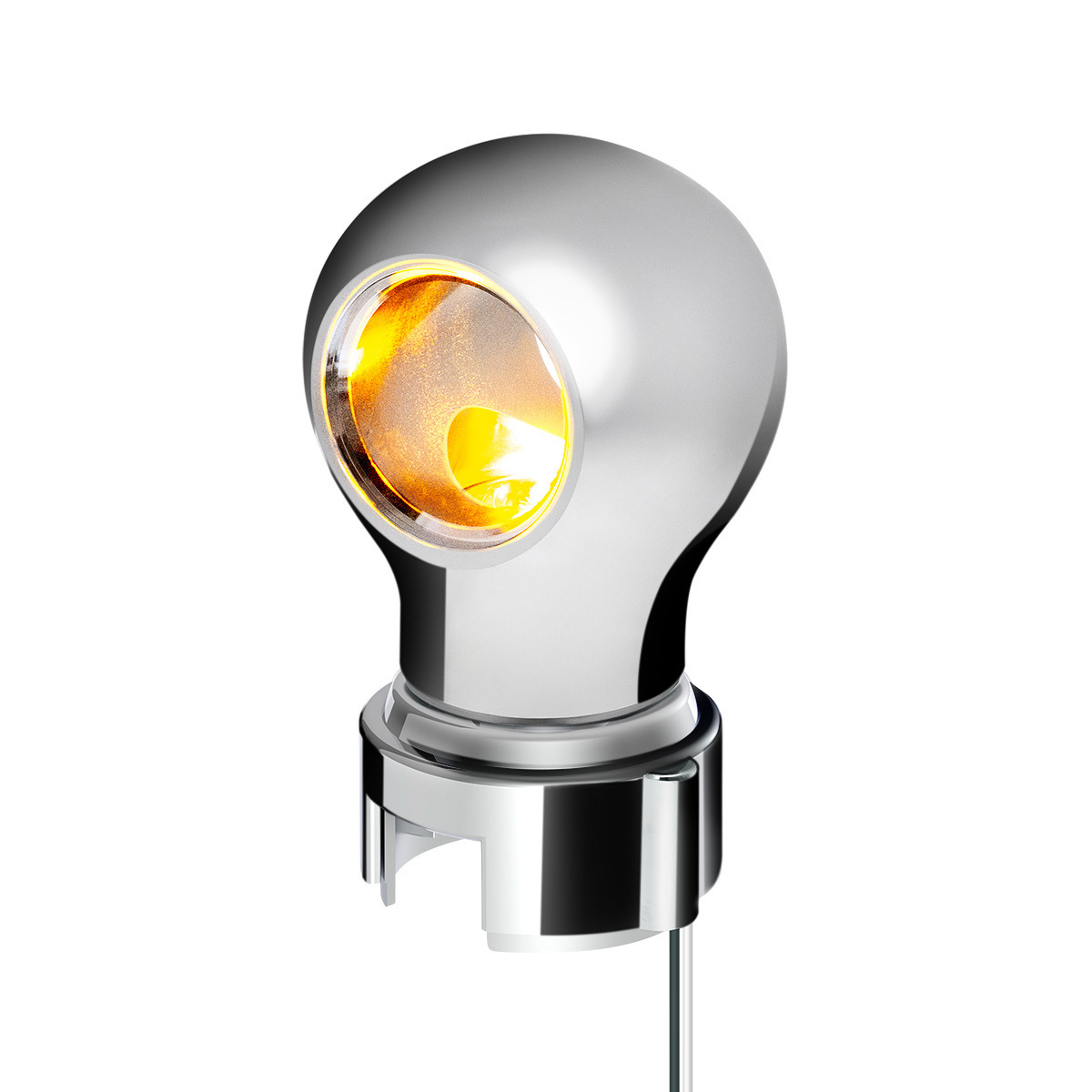 Thread-On Chrome Charlotte Style Gearshift Knob With LED 13/15/18 Speed Adapter-Amber LED - Thumbnail 9