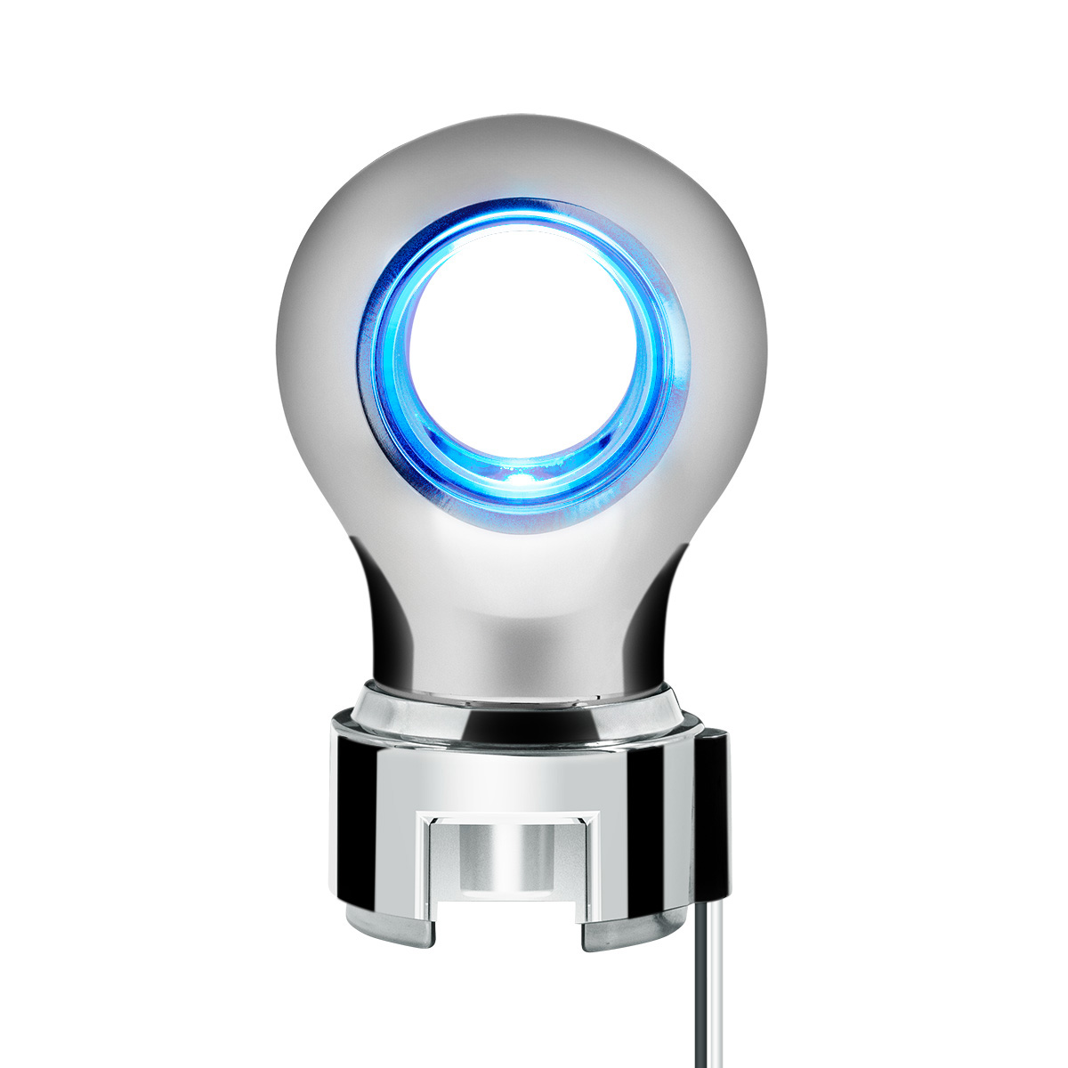 Thread-On Chrome Charlotte Style Gearshift Knob With LED 13/15/18 Speed Adapter-Blue LED - Thumbnail 3