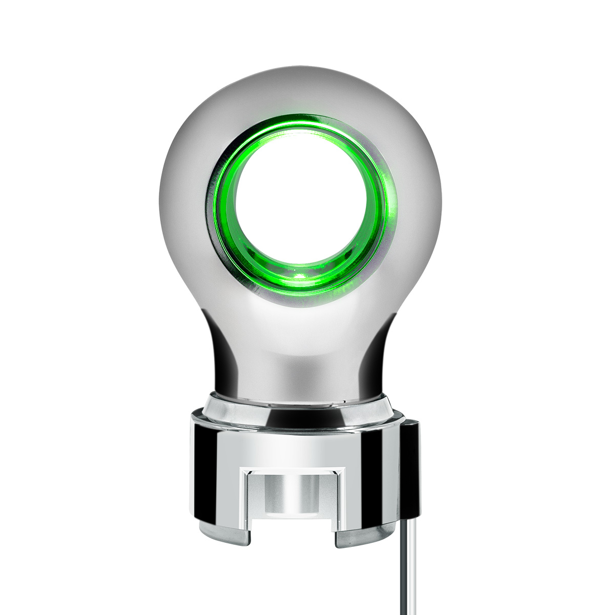 Thread-On Chrome Charlotte Style Gearshift Knob With LED 13/15/18 Speed Adapter-Green LED - Thumbnail 3