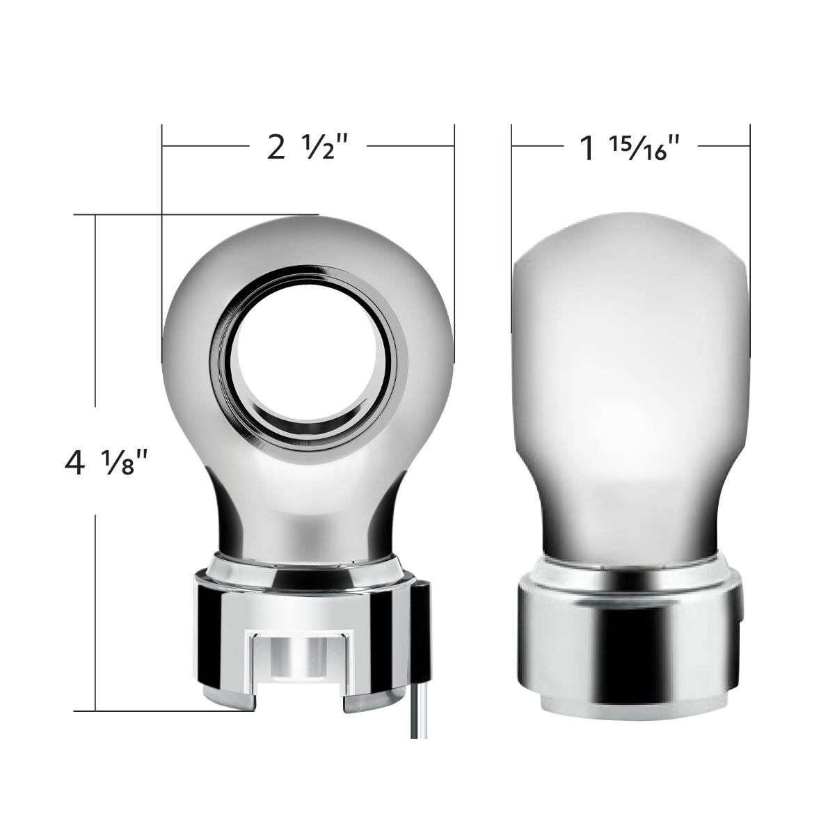 Thread-On Chrome Charlotte Style Gearshift Knob With LED 13/15/18 Speed Adapter-Purple LED - Thumbnail 8