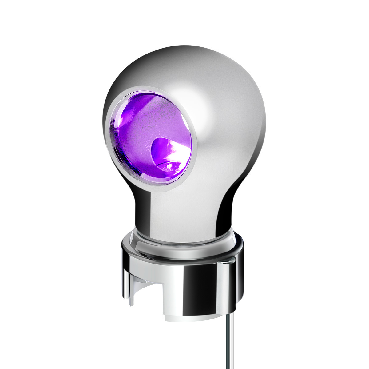 Thread-On Chrome Charlotte Style Gearshift Knob With LED 13/15/18 Speed Adapter-Purple LED - Thumbnail 9