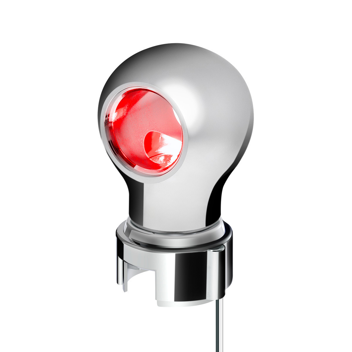 Thread-On Chrome Charlotte Style Gearshift Knob With LED 13/15/18 Speed Adapter-Red LED - Thumbnail 9