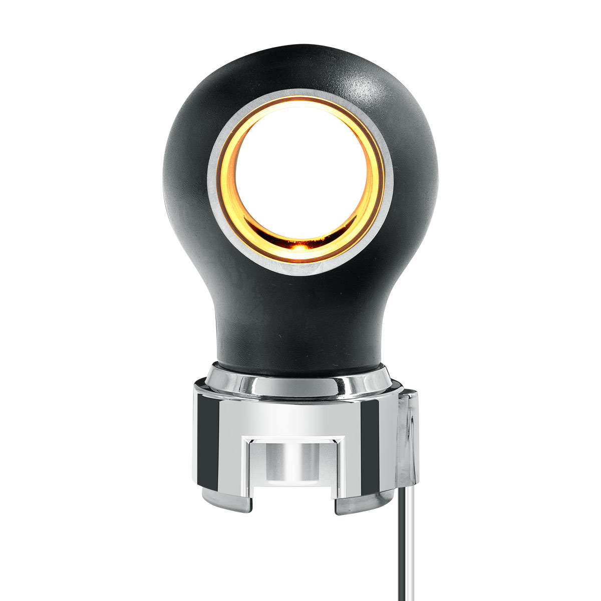 Thread-On Matte Black Charlotte Style Gearshift Knob With LED 13/15/18 Speed Adapter-Amber LED - Thumbnail 3