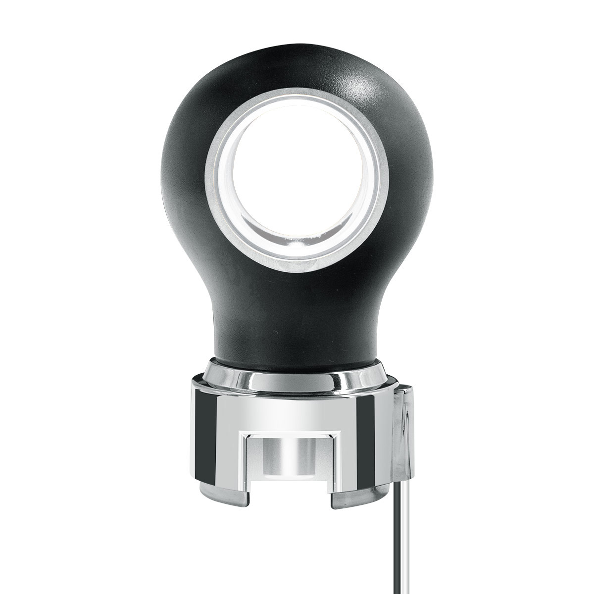 Thread-On Matte Black Charlotte Style Gearshift Knob With LED 13/15/18 Speed Adapter-White LED - Thumbnail 3