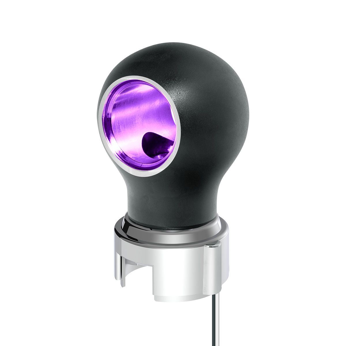 Thread-On Matte Black Charlotte Style Gearshift Knob With LED 13/15/18 Speed Adapter-Purple LED