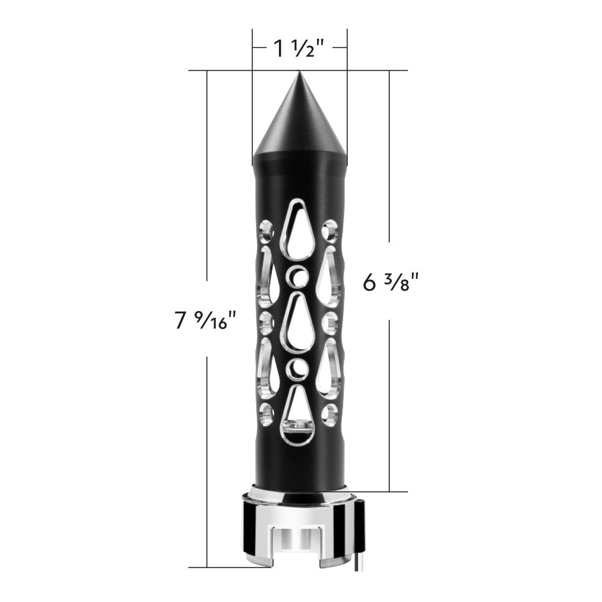 Thread-On Brooklyn Style Spike Gearshift Knob With LED 13/15/18 Speed Adapter-Matte Black/Blue LED - Thumbnail 9