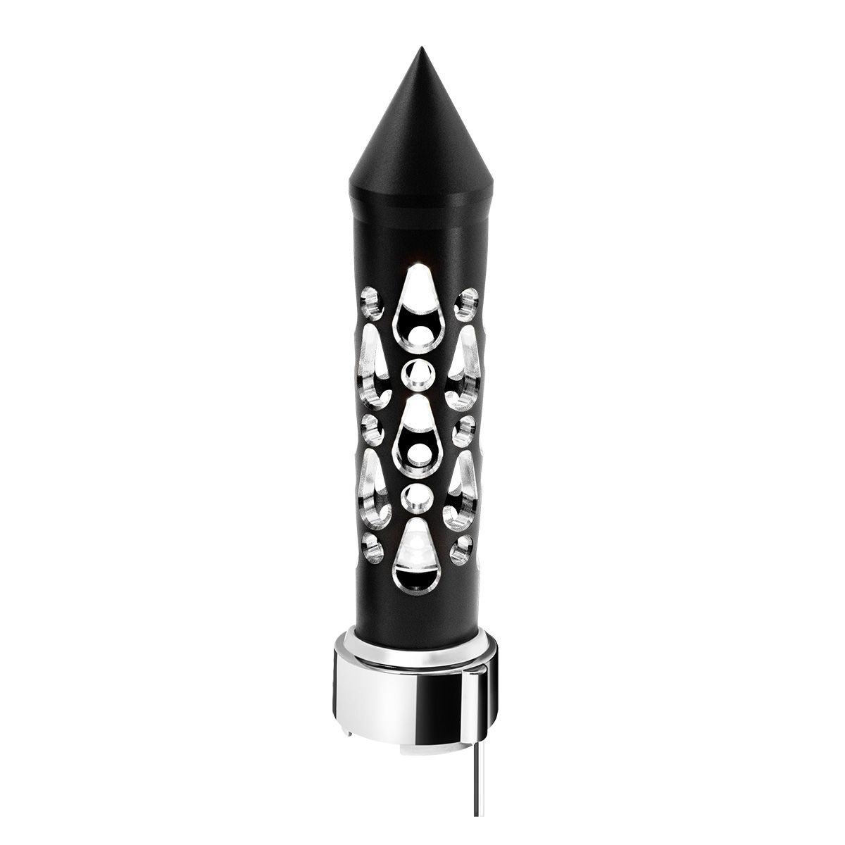Thread-On Brooklyn Style Spike Gearshift Knob With LED 9/10 Speed Adapter-Matte Black/White LED