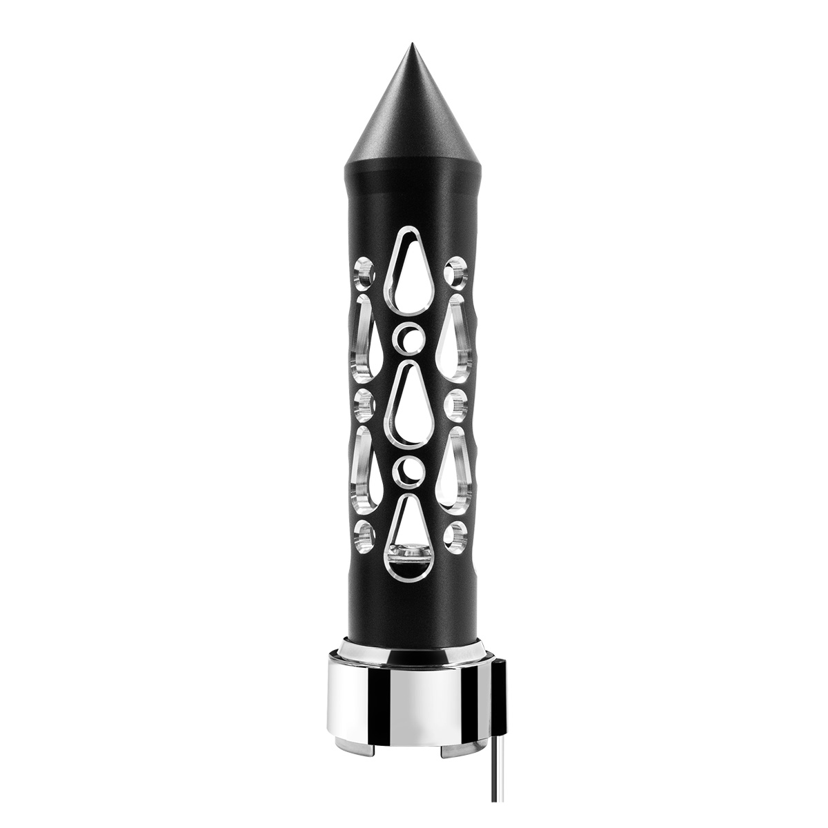 Thread-On Brooklyn Style Spike Gearshift Knob With LED 9/10 Speed Adapter-Matte Black/Green LED - Thumbnail 4