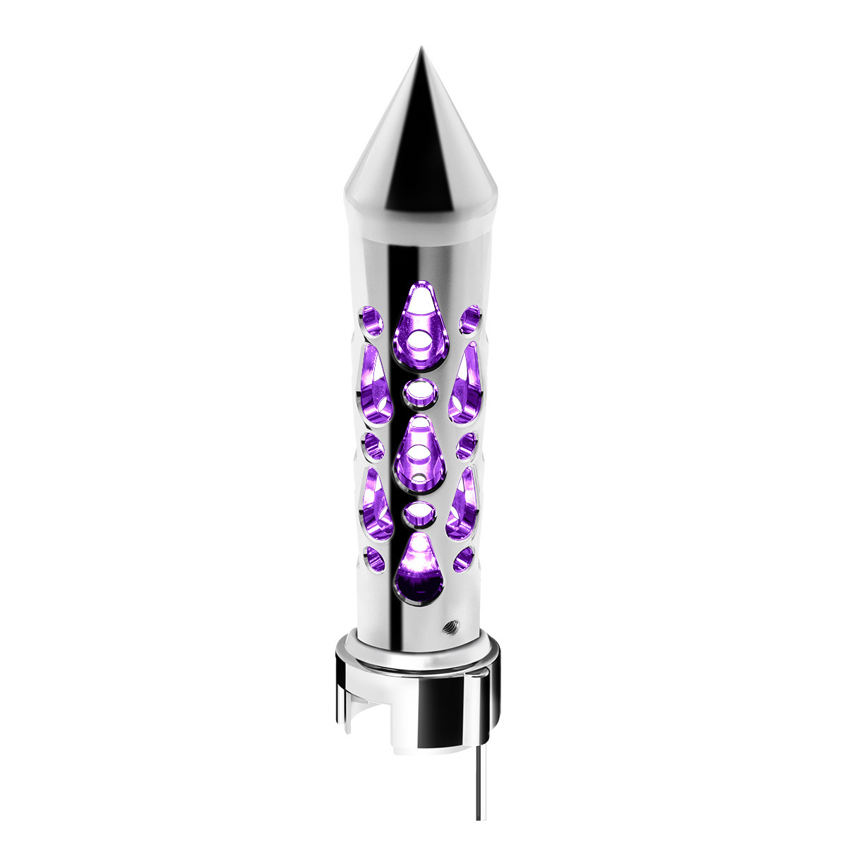 Brooklyn Style Spike Gearshift Knob With LED 13/15/18 Speed Adapter - Chrome/Purple LED - Thumbnail 10